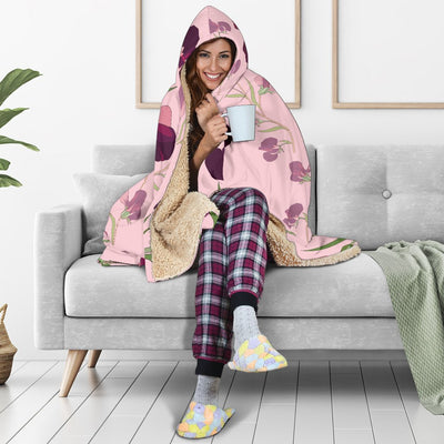 Peony Pattern Print Design PE09 Hooded Blanket-JORJUNE.COM