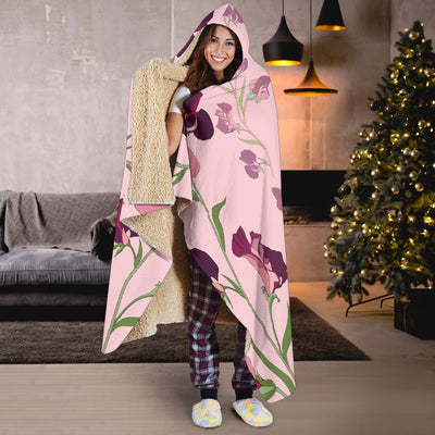 Peony Pattern Print Design PE09 Hooded Blanket-JORJUNE.COM