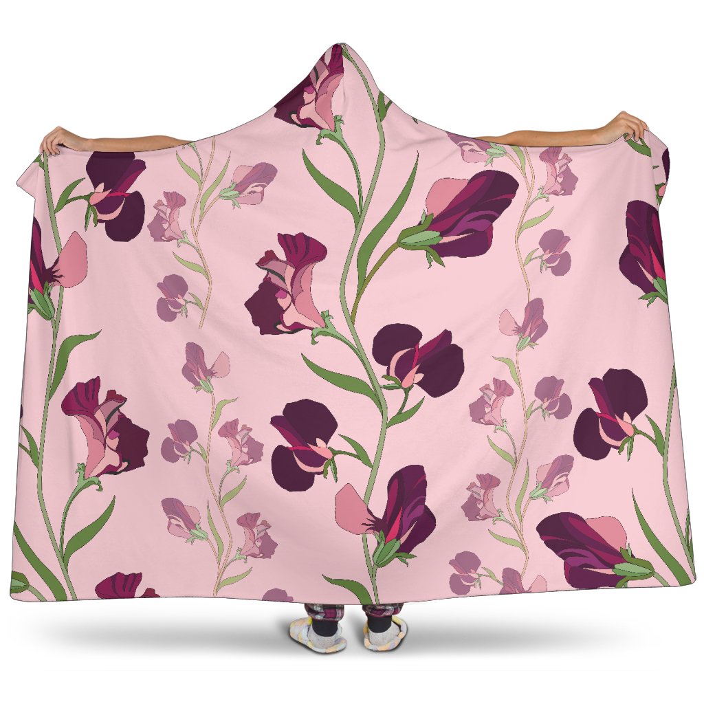 Peony Pattern Print Design PE09 Hooded Blanket-JORJUNE.COM