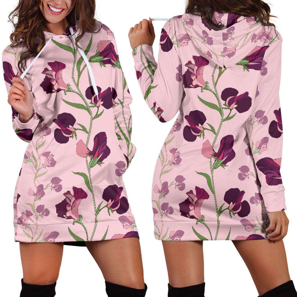 Peony Pattern Print Design PE09 Women Hoodie Dress