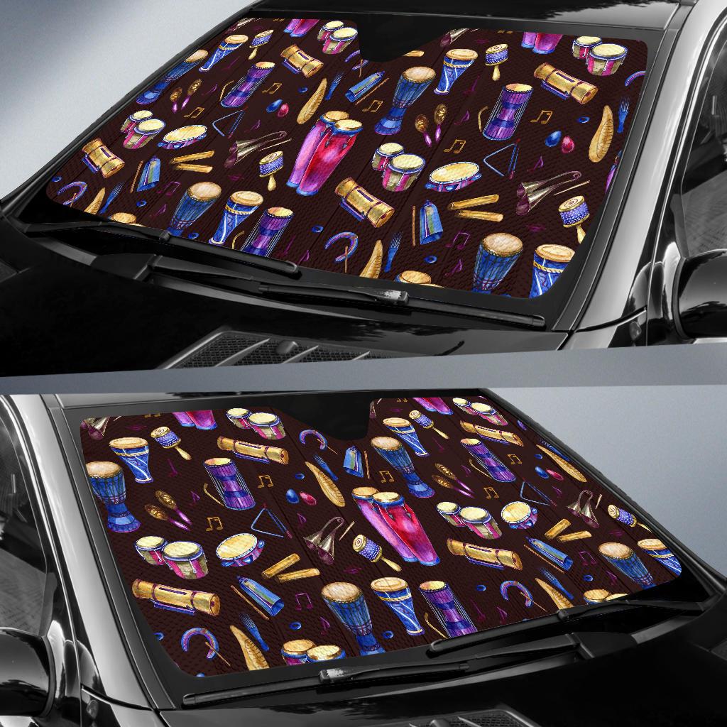 Percussion Neon Pattern Print Design 04 Car Sun Shades-JORJUNE.COM