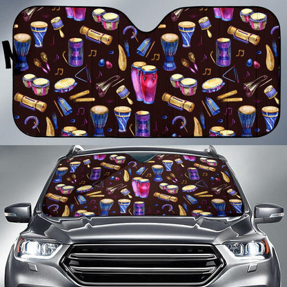 Percussion Neon Pattern Print Design 04 Car Sun Shades-JORJUNE.COM