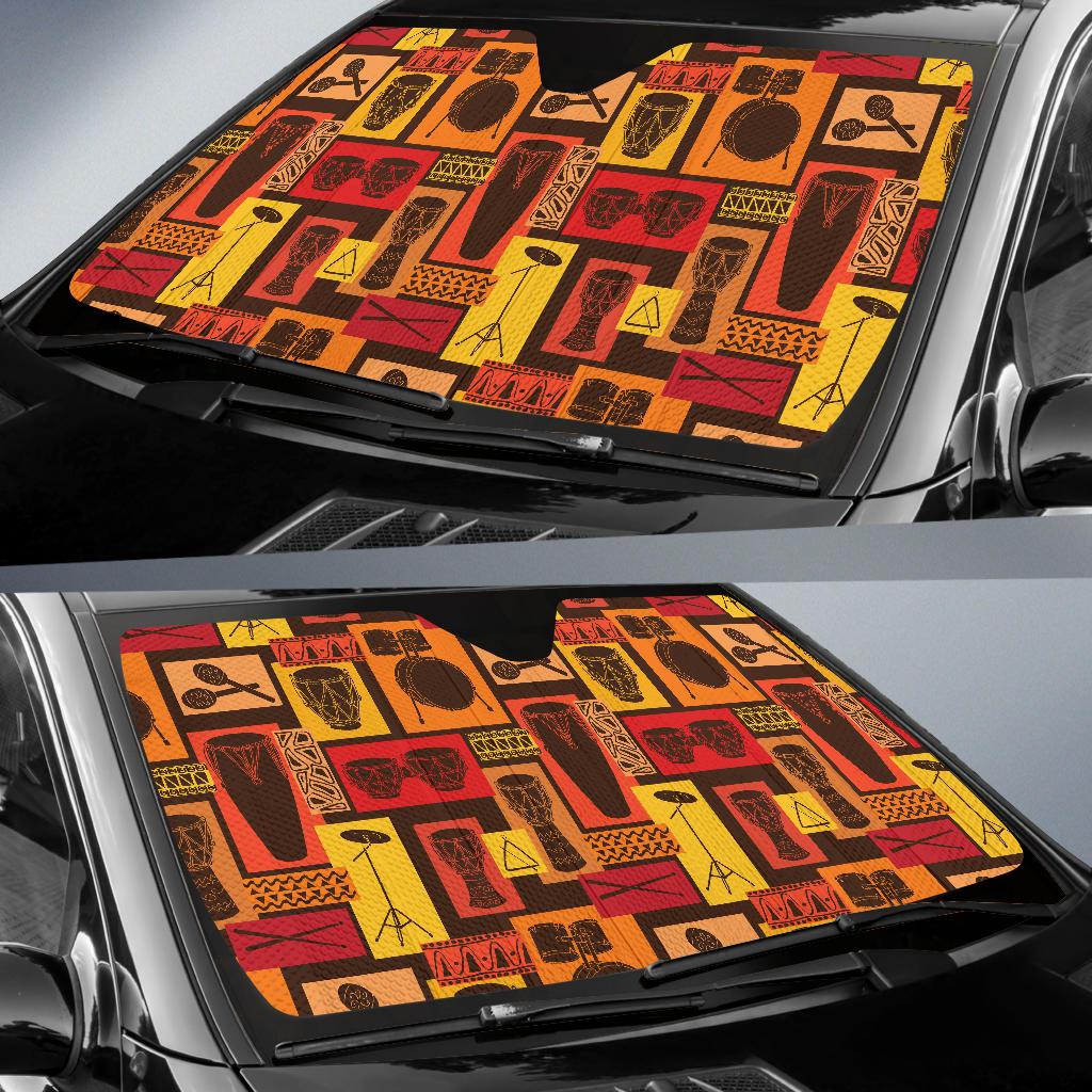 Percussion Pattern Print Design 02 Car Sun Shades-JORJUNE.COM