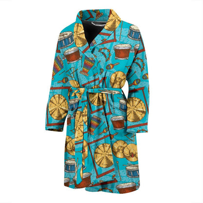 Percussion Pattern Print Design 03 Men Bathrobe-JORJUNE.COM
