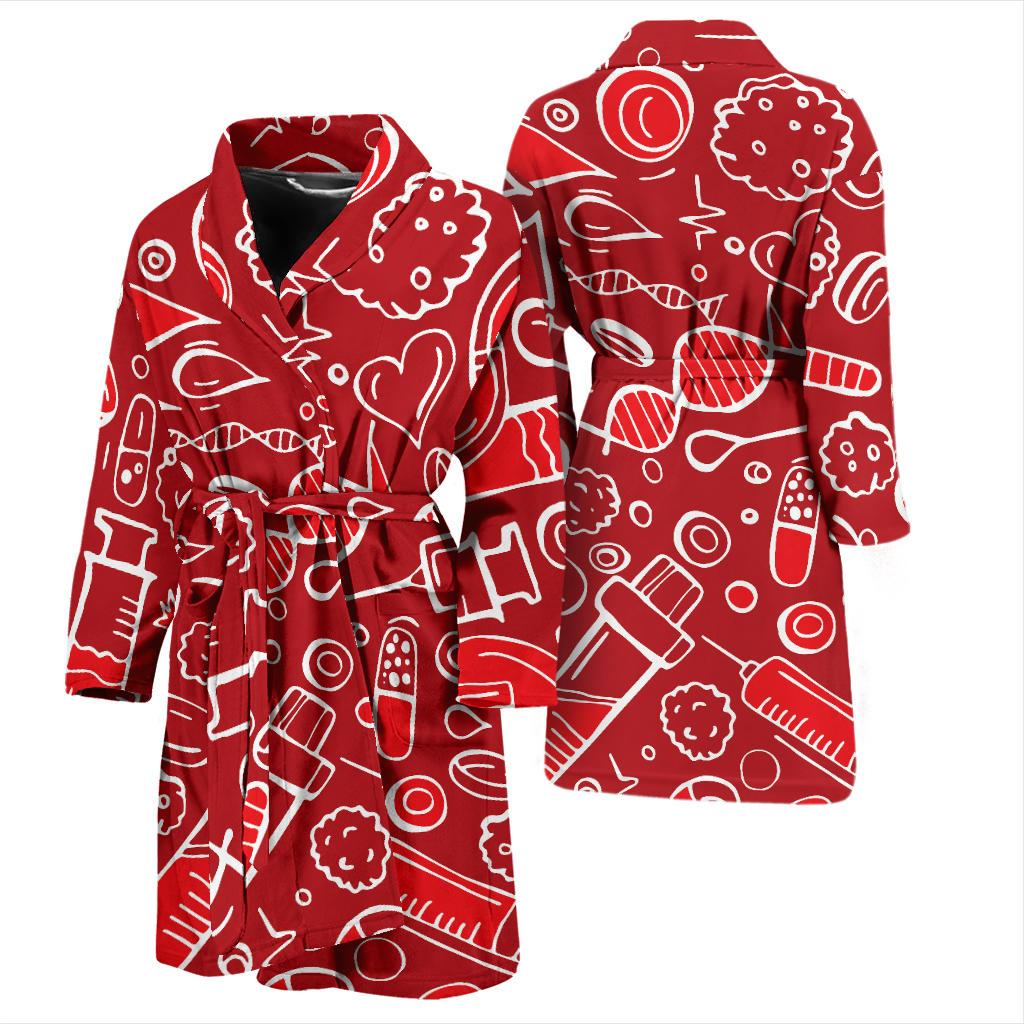 Phlebotomist Pattern Print Design A02 Men Bathrobe-JORJUNE.COM