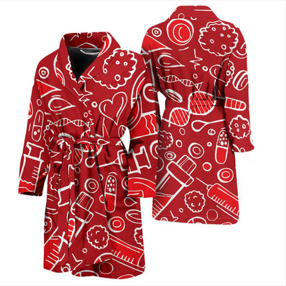Phlebotomist Pattern Print Design A02 Men Bathrobe-JORJUNE.COM