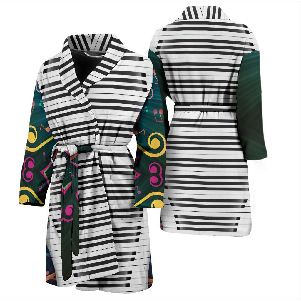 Piano Pattern Print Design 01 Men Bathrobe-JORJUNE.COM