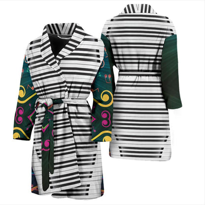 Piano Pattern Print Design 01 Men Bathrobe-JORJUNE.COM