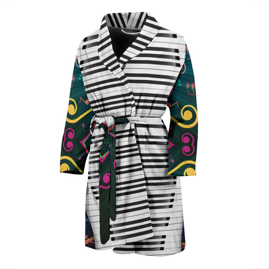 Piano Pattern Print Design 01 Men Bathrobe-JORJUNE.COM