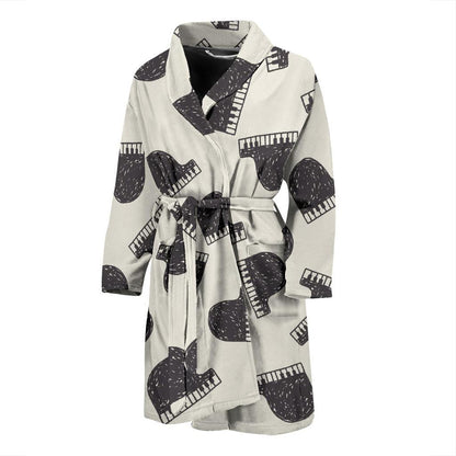 Piano Pattern Print Design 04 Men Bathrobe-JORJUNE.COM