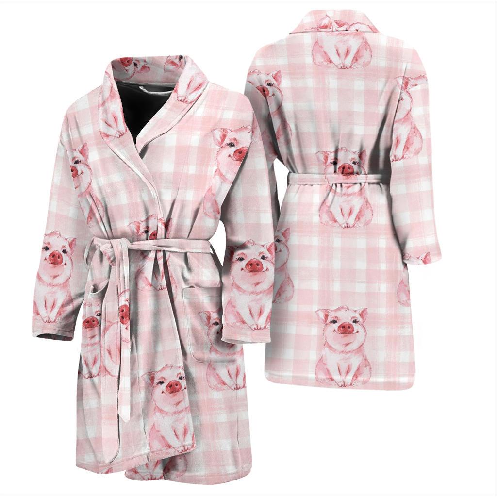 Pig Baby Pattern Print Design 01 Men Bathrobe-JORJUNE.COM