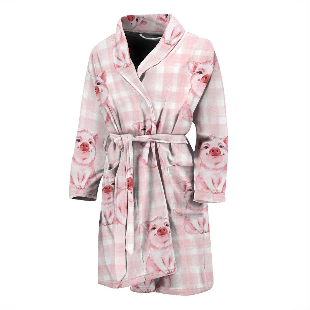 Pig Baby Pattern Print Design 01 Men Bathrobe-JORJUNE.COM