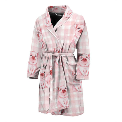 Pig Baby Pattern Print Design 01 Men Bathrobe-JORJUNE.COM