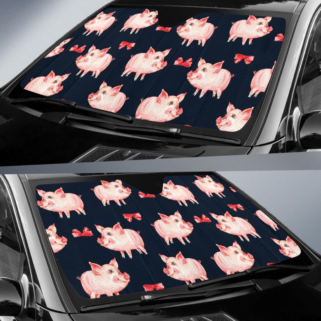 Pig Cute Pattern Print Design 02 Car Sun Shades-JORJUNE.COM