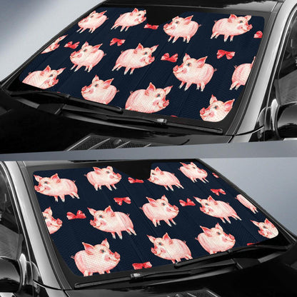 Pig Cute Pattern Print Design 02 Car Sun Shades-JORJUNE.COM