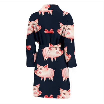 Pig Cute Pattern Print Design 02 Men Bathrobe-JORJUNE.COM