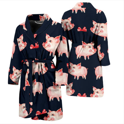 Pig Cute Pattern Print Design 02 Men Bathrobe-JORJUNE.COM