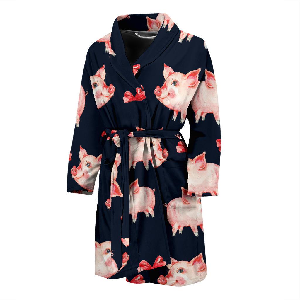 Pig Cute Pattern Print Design 02 Men Bathrobe-JORJUNE.COM
