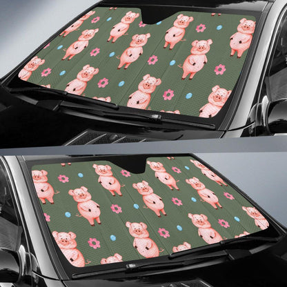 Pig Pattern Print Design 03 Car Sun Shades-JORJUNE.COM