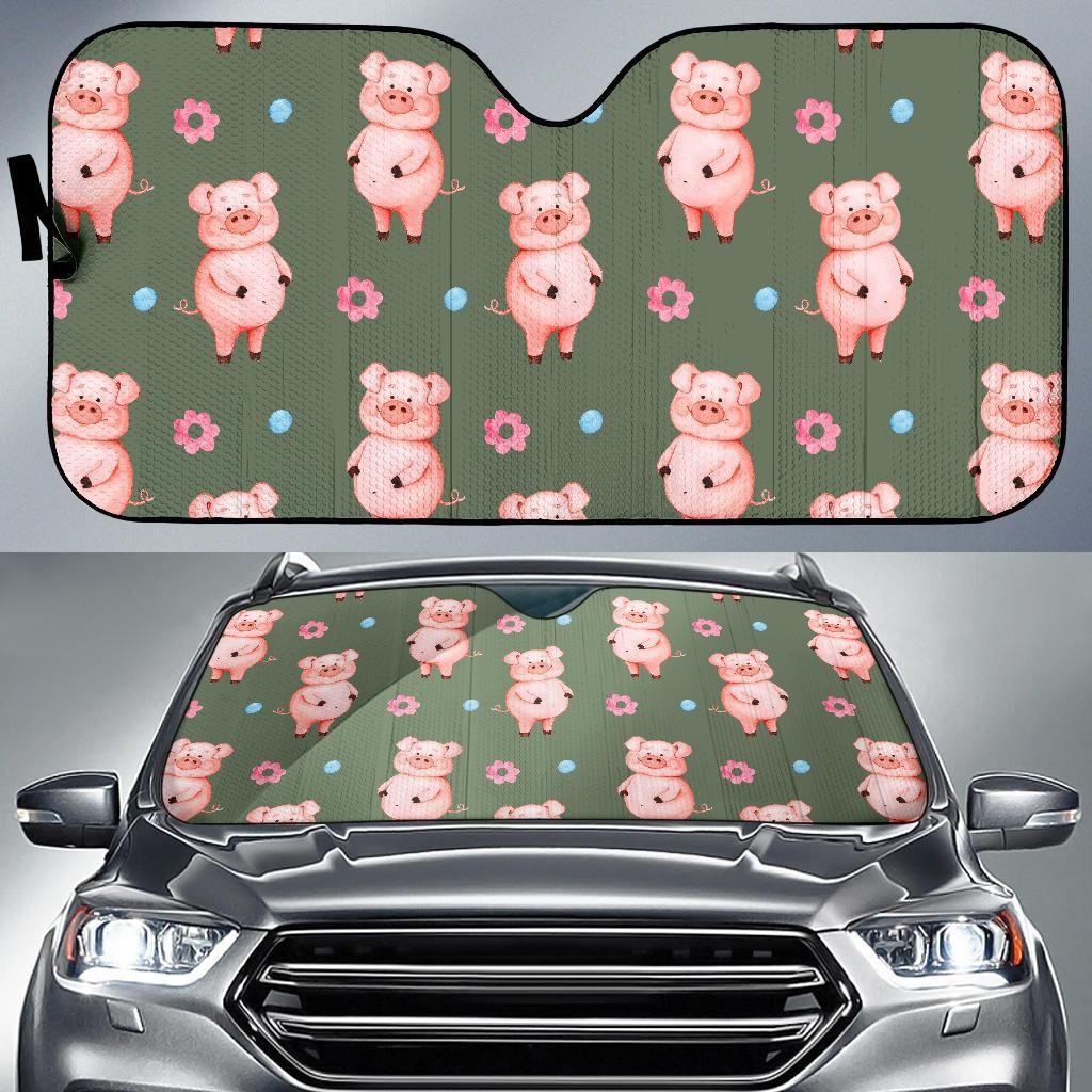 Pig Pattern Print Design 03 Car Sun Shades-JORJUNE.COM