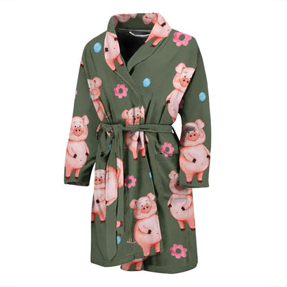 Pig Pattern Print Design 03 Men Bathrobe-JORJUNE.COM