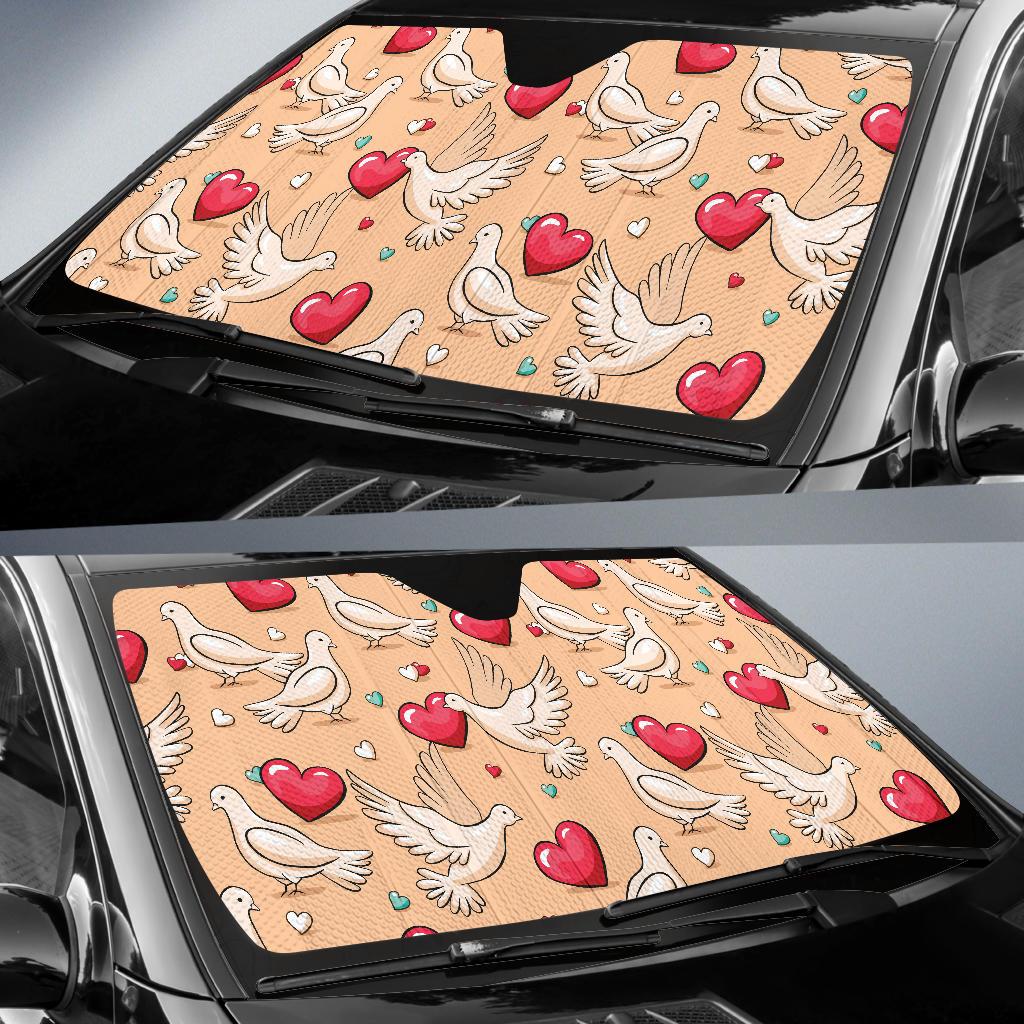 Pigeon Heart Pattern Print Design 04 Car Sun Shades-JORJUNE.COM