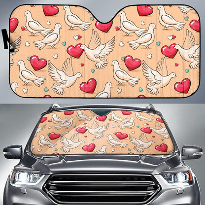 Pigeon Heart Pattern Print Design 04 Car Sun Shades-JORJUNE.COM