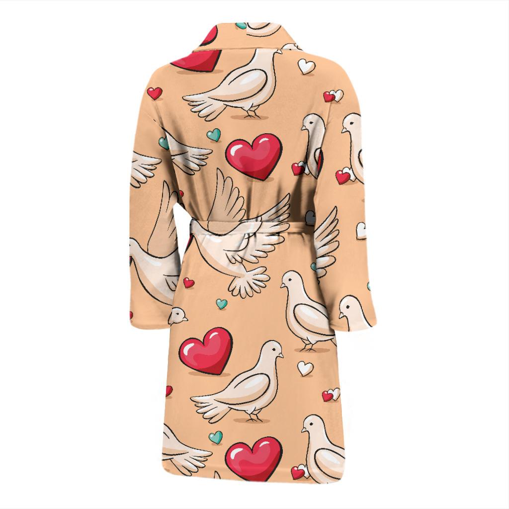 Pigeon Heart Pattern Print Design 04 Men Bathrobe-JORJUNE.COM