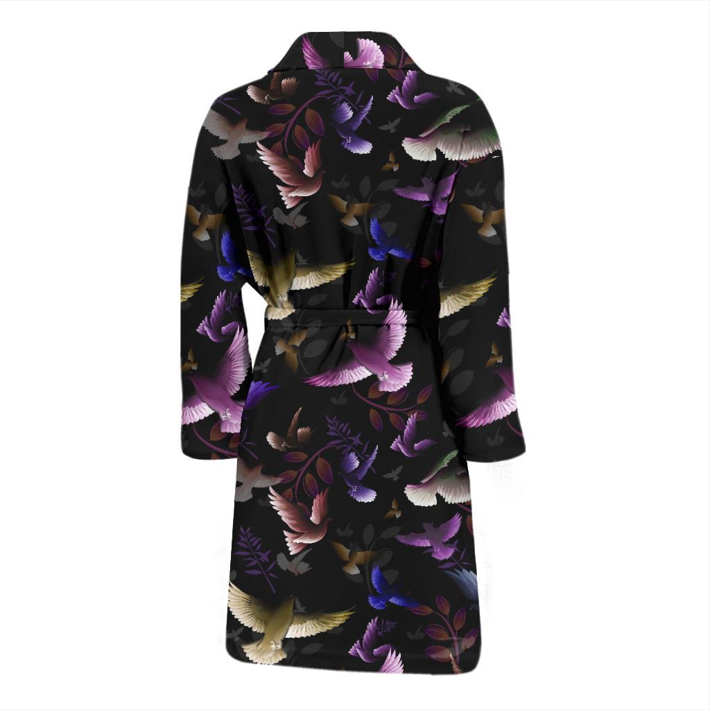 Pigeon Pattern Print Design 01 Men Bathrobe-JORJUNE.COM