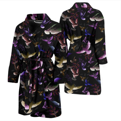 Pigeon Pattern Print Design 01 Men Bathrobe-JORJUNE.COM