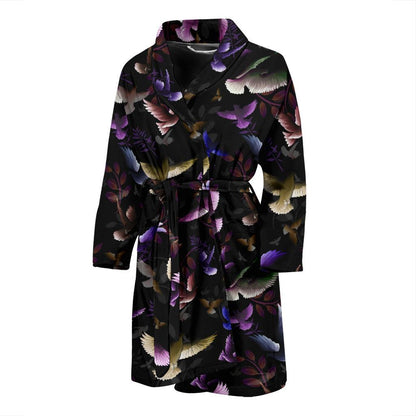 Pigeon Pattern Print Design 01 Men Bathrobe-JORJUNE.COM