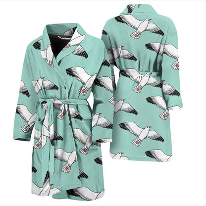 Pigeon Pattern Print Design 02 Men Bathrobe-JORJUNE.COM