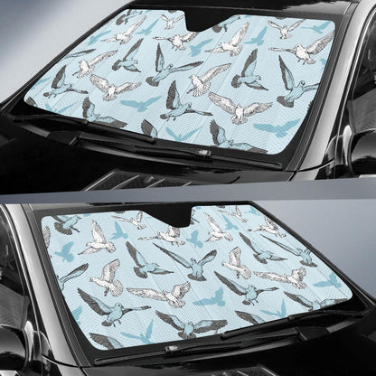 Pigeon Pattern Print Design 03 Car Sun Shades-JORJUNE.COM