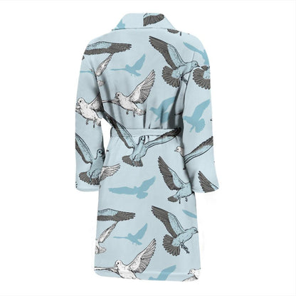 Pigeon Pattern Print Design 03 Men Bathrobe-JORJUNE.COM
