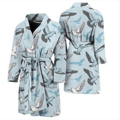 Pigeon Pattern Print Design 03 Men Bathrobe-JORJUNE.COM