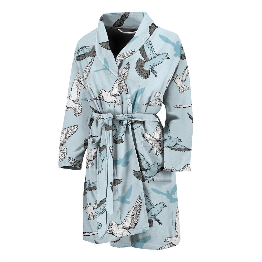 Pigeon Pattern Print Design 03 Men Bathrobe-JORJUNE.COM