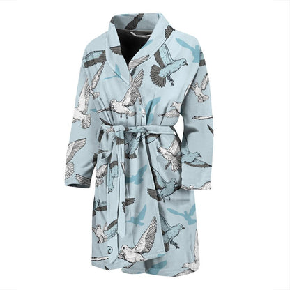 Pigeon Pattern Print Design 03 Men Bathrobe-JORJUNE.COM