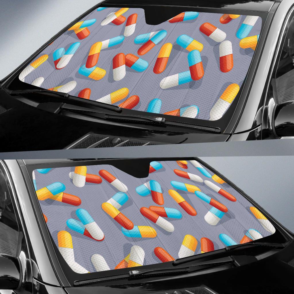 Pill Pattern Print Design A01 Car Sun Shades-JORJUNE.COM