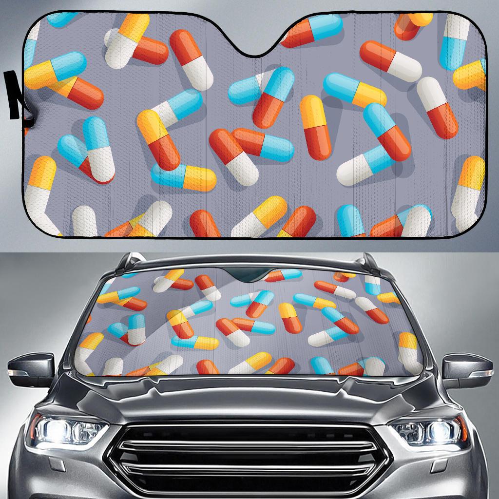 Pill Pattern Print Design A01 Car Sun Shades-JORJUNE.COM