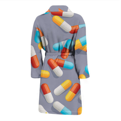 Pill Pattern Print Design A01 Men Bathrobe-JORJUNE.COM