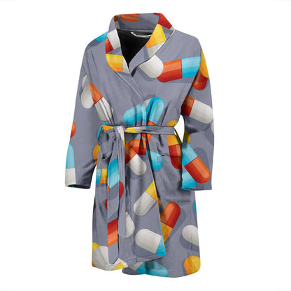 Pill Pattern Print Design A01 Men Bathrobe-JORJUNE.COM