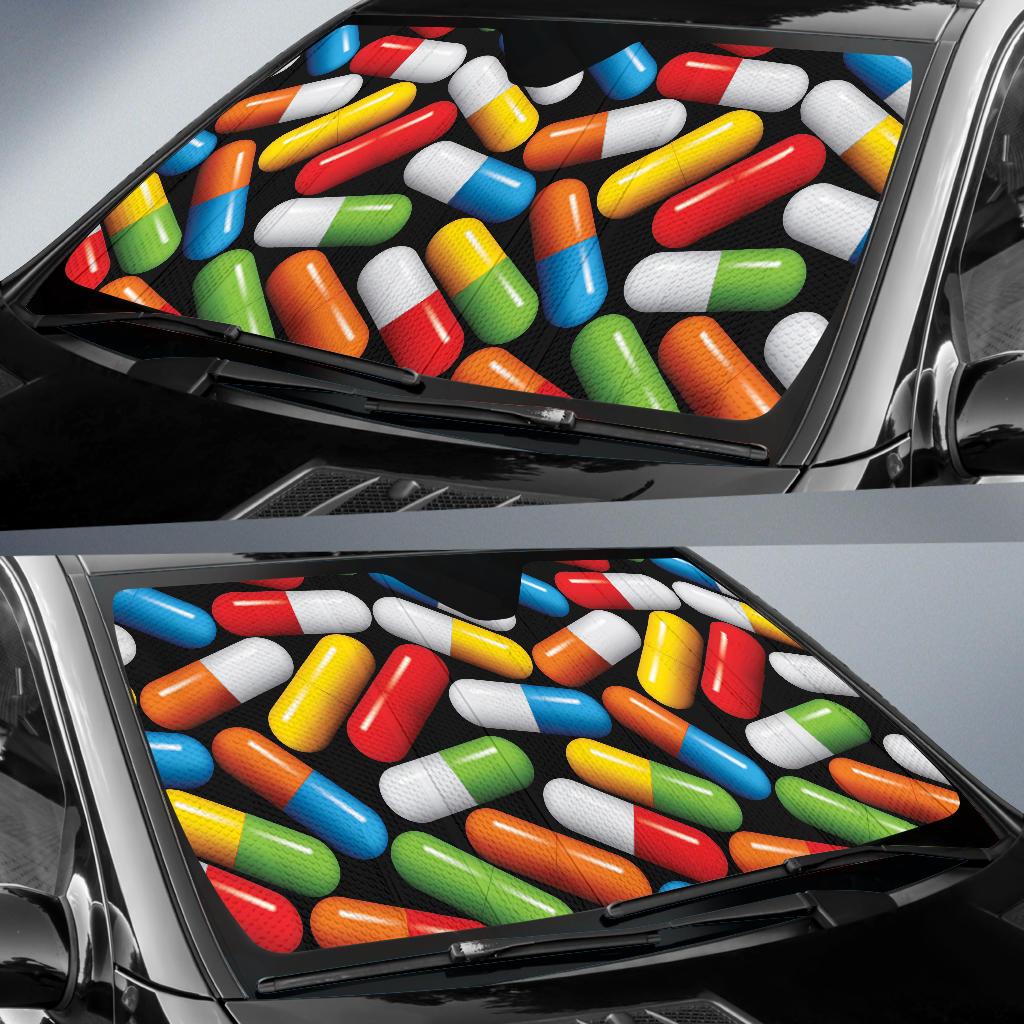 Pill Pattern Print Design A02 Car Sun Shades-JORJUNE.COM