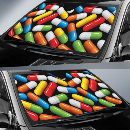 Pill Pattern Print Design A02 Car Sun Shades-JORJUNE.COM