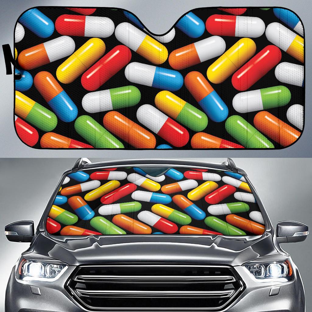 Pill Pattern Print Design A02 Car Sun Shades-JORJUNE.COM