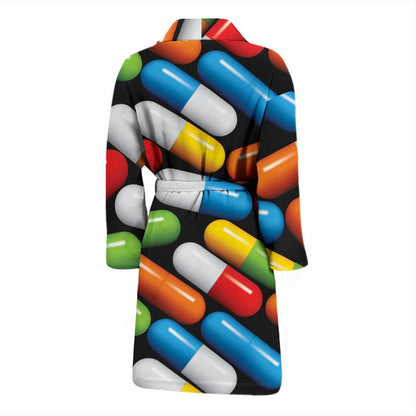 Pill Pattern Print Design A02 Men Bathrobe-JORJUNE.COM