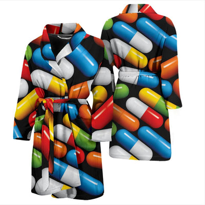 Pill Pattern Print Design A02 Men Bathrobe-JORJUNE.COM