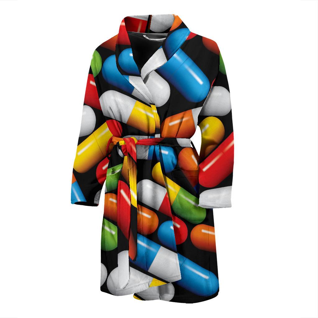 Pill Pattern Print Design A02 Men Bathrobe-JORJUNE.COM