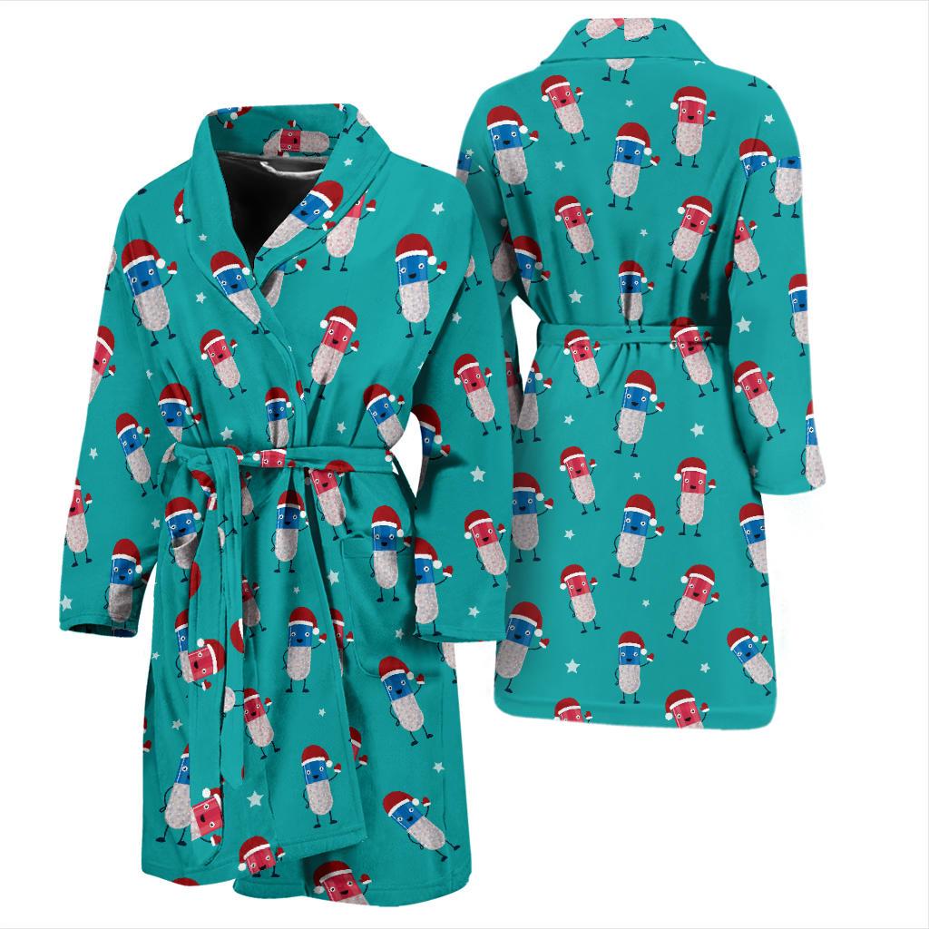 Pill Pattern Print Design A03 Men Bathrobe-JORJUNE.COM