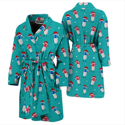 Pill Pattern Print Design A03 Men Bathrobe-JORJUNE.COM