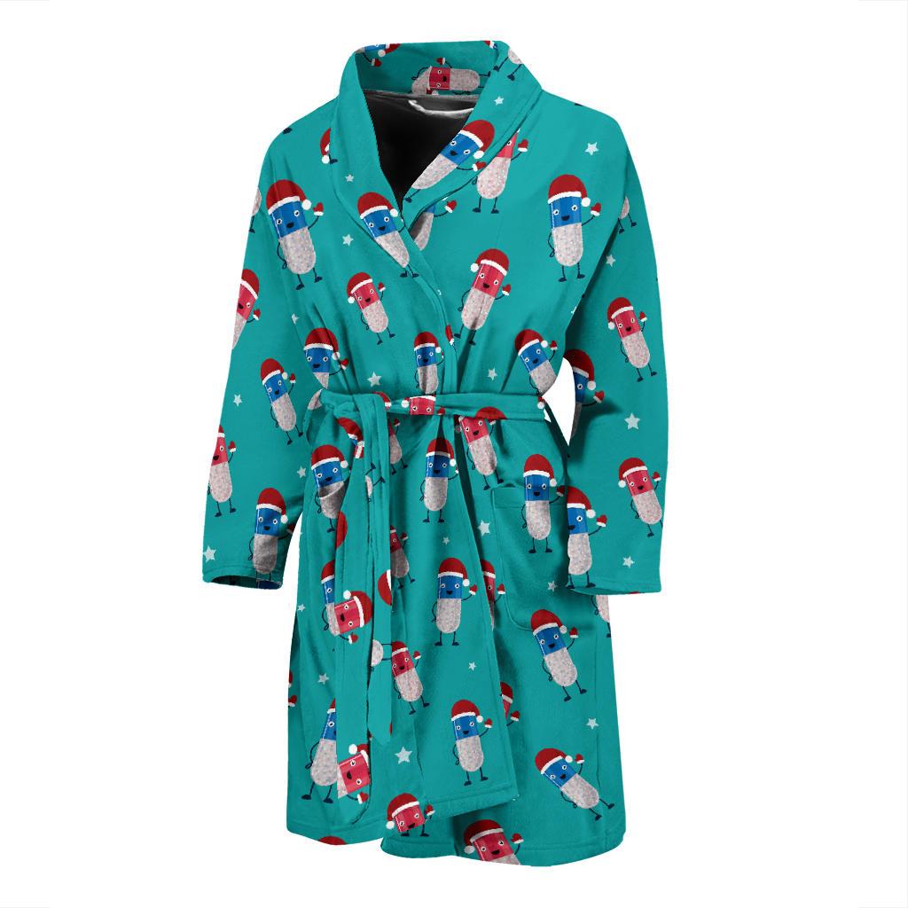 Pill Pattern Print Design A03 Men Bathrobe-JORJUNE.COM